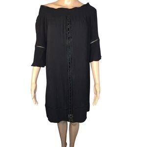 Mossimo womens medium tunic cutout smock neck lined minimalist Gothic midi Dress
